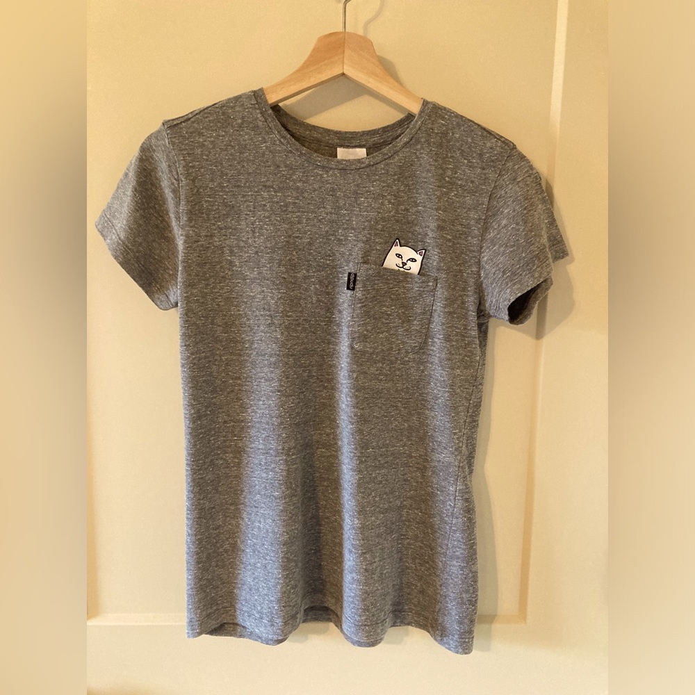 Gray RIPNDIP short sleeve tee shirt with pocket. Size M